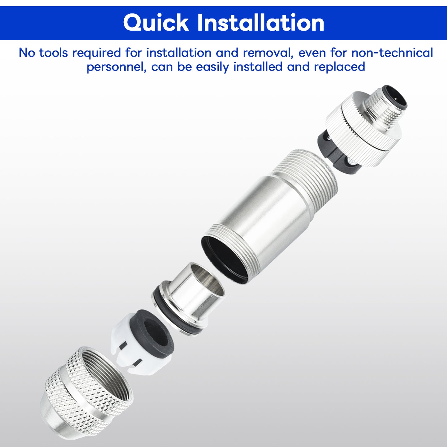 M12 5 Pin Male & Female Circular Aviation Connector 12mm Waterproof IP67 Circular Aviation Connector Plug Adapter A Code with Shield