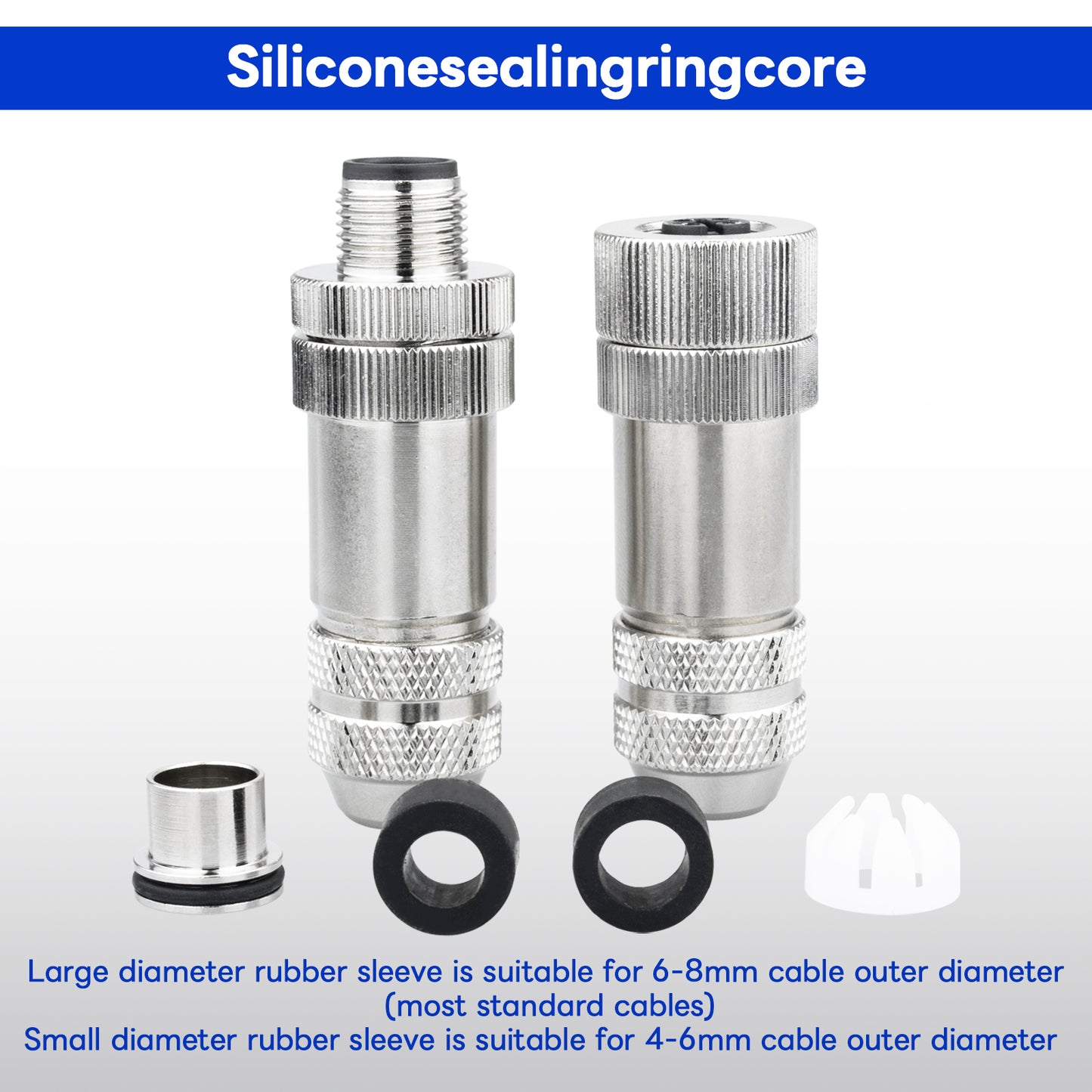 M12 5 Pin Male & Female Circular Aviation Connector 12mm Waterproof IP67 Circular Aviation Connector Plug Adapter A Code with Shield