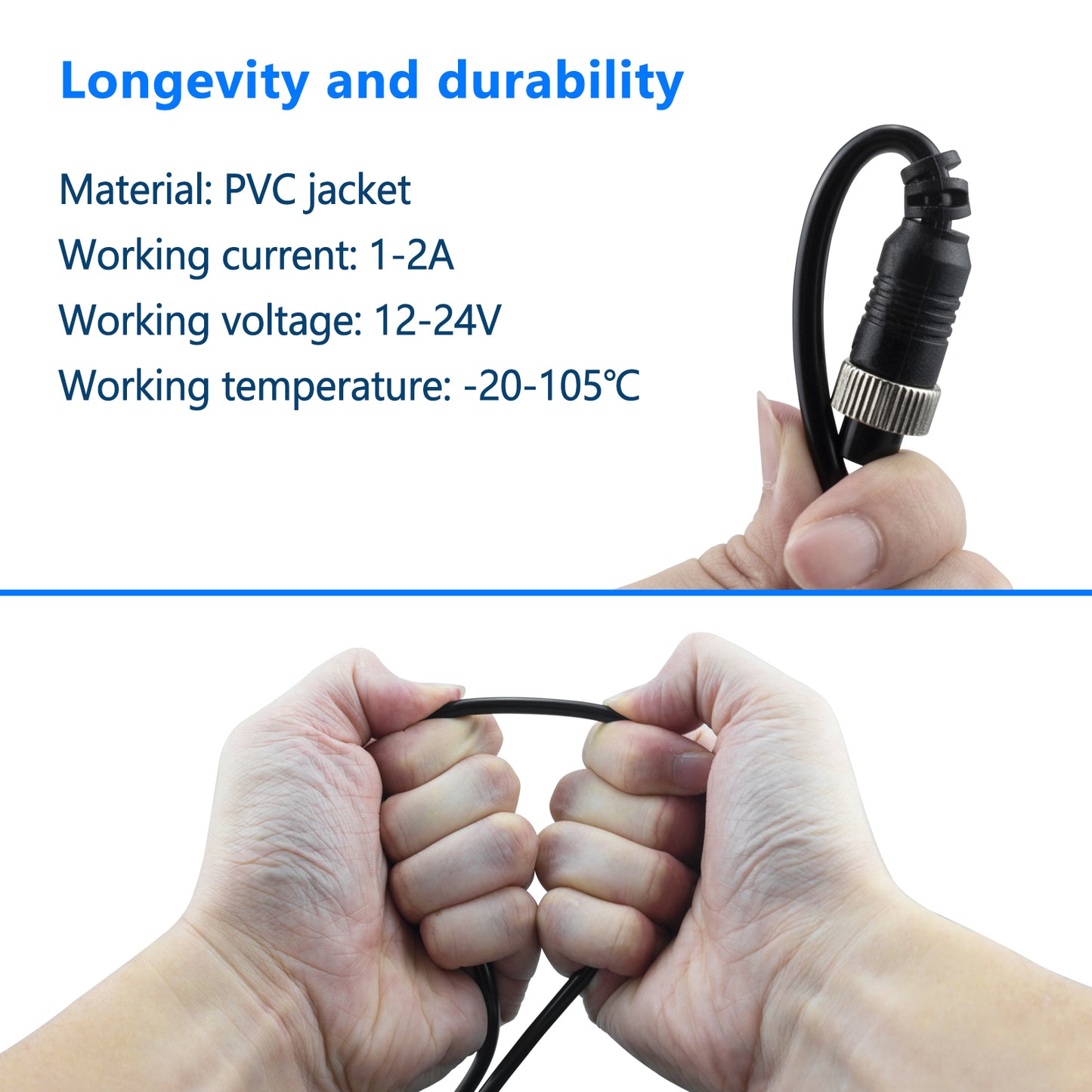 4 Pin Camera Cord Car Video Aviation Extension Cable,Lonlonty 50Ft Backup Camera Extension Cable Dash Cam Rear View for CCTV Rearview Camera Truck Trailer Camper Bus Vehicle Backup Monitor System