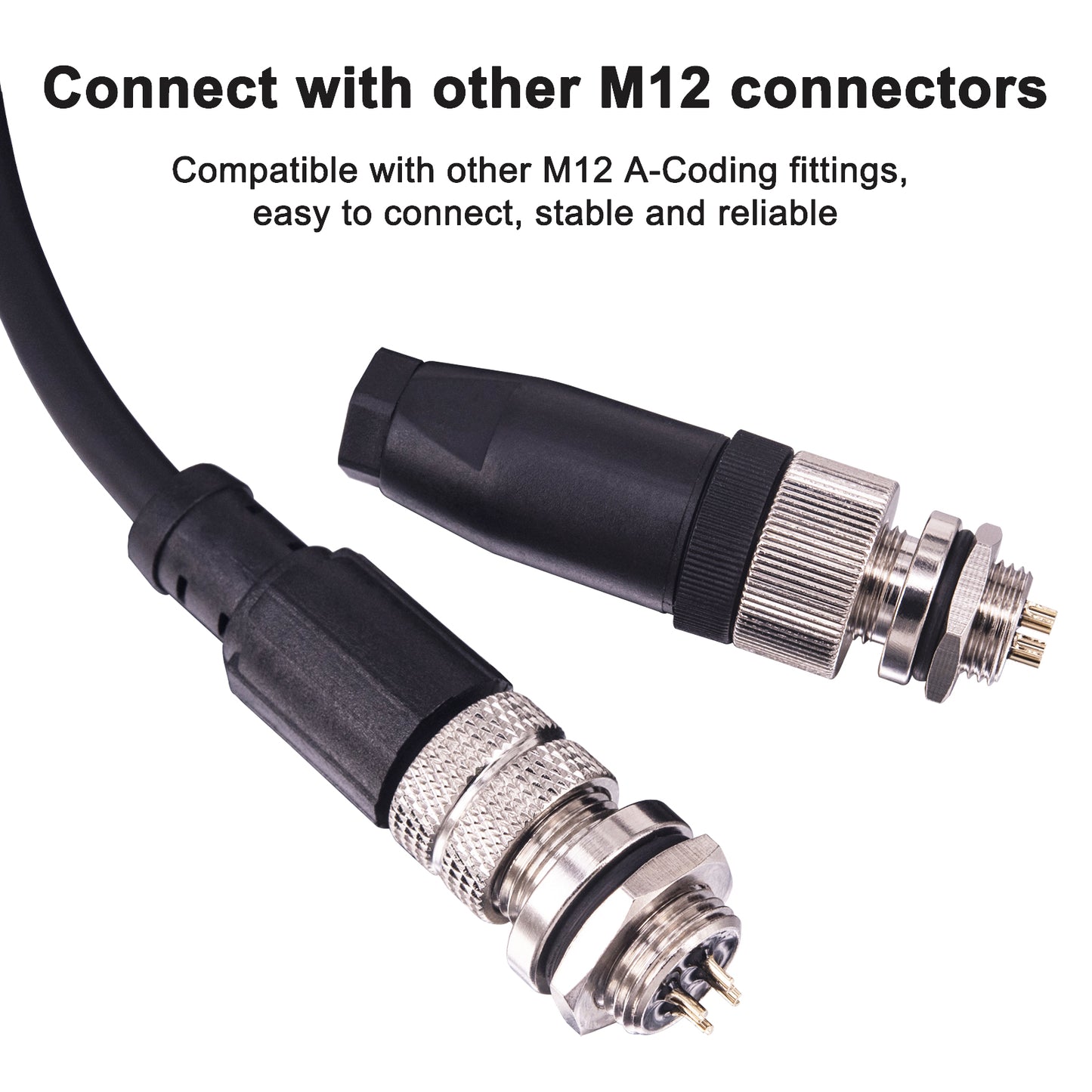 M12 4 Pin Male Aviation Panel Mount Connector,Lonlonty 12mm Waterproof Chassis Panel Back Mount Socket Sensor Connector 5PCS