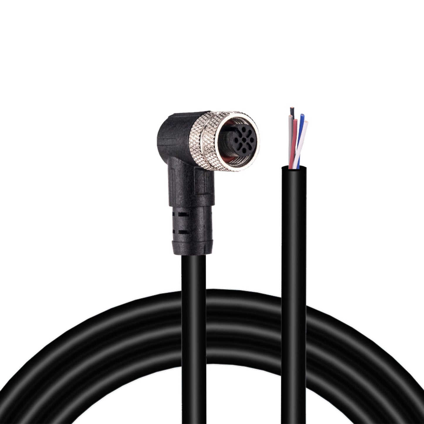 M12 Female 5 Pin Right Angle 24inch/0.6m Aviation Link Cable for Industrial Automation Control,Fieldbus module,Device network