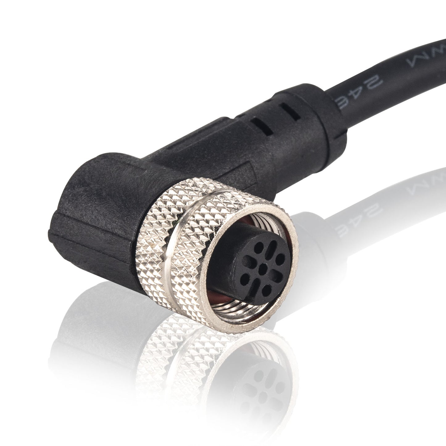 M12 Female 5 Pin Right Angle 24inch/0.6m Aviation Link Cable for Industrial Automation Control,Fieldbus module,Device network