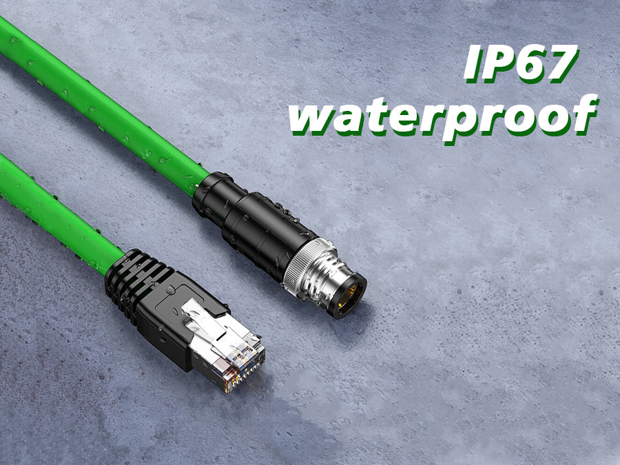 M12 4 Pin to RJ45 Shielded Cable Assembly, Industrial Field-wireable M12 4 Pin D Code Male to RJ45 Ethernet CAT5e Cable Assembly 3.3Ft Shielded Patch Cord for Automation Application