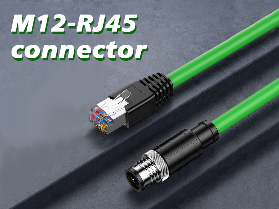 M12 4 Pin to RJ45 Shielded Cable Assembly, Industrial Field-wireable M12 4 Pin D Code Male to RJ45 Ethernet CAT5e Cable Assembly 3.3Ft Shielded Patch Cord for Automation Application