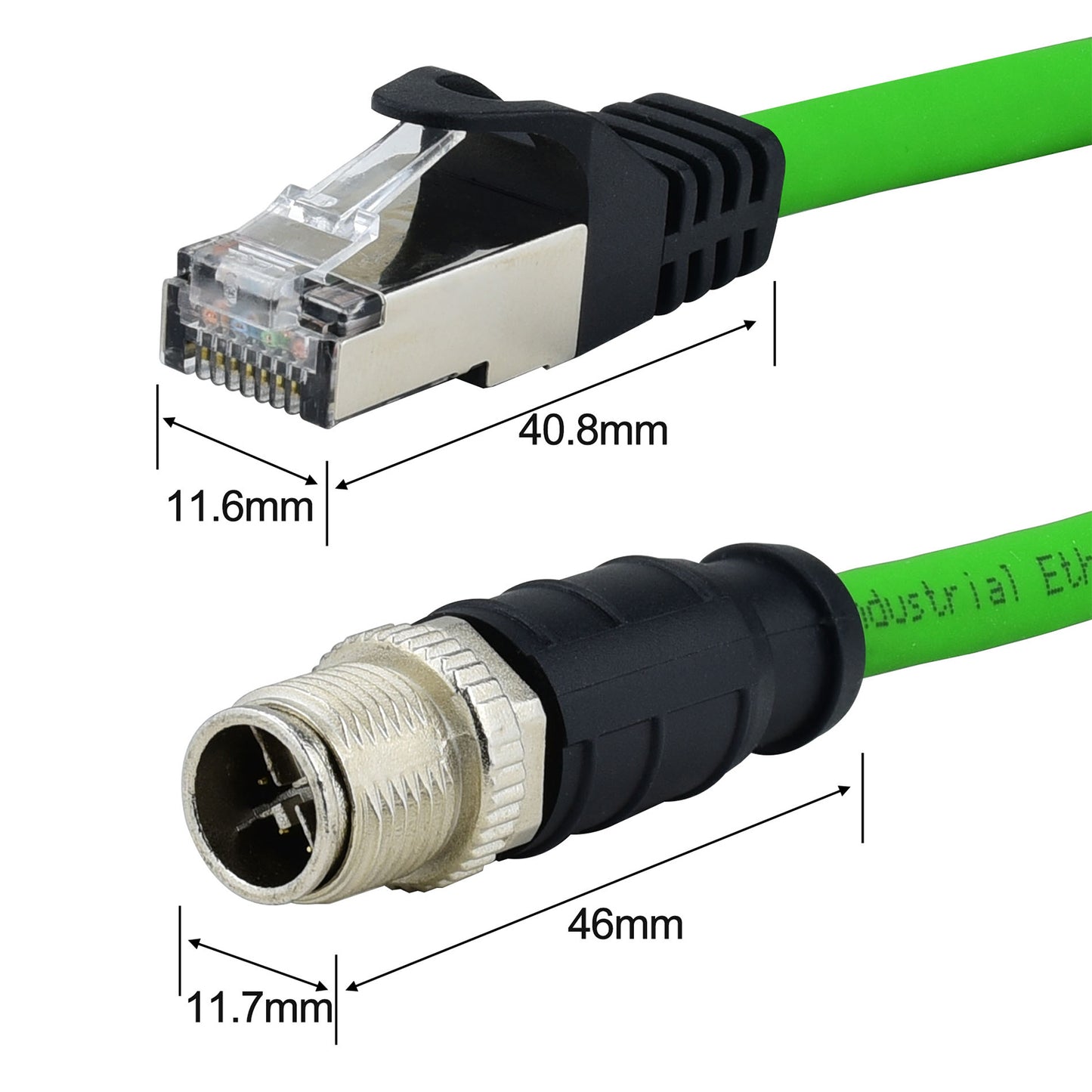 M12 X-Coded 8 Pin to RJ45 Cable Cat6A Industrial Ethernet Shielded Cable 26AWG 50M for Cognex and Automation Application SFTP