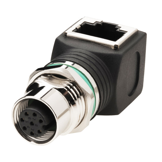 RJ45 to M12 A Coded 8 Pin Adapter Cat5, M12 Female to RJ45 Female Connector A-Code IP68 Shielded Industrial Ethernet Adapter for Basler Cognex Industrial Camera Sensor