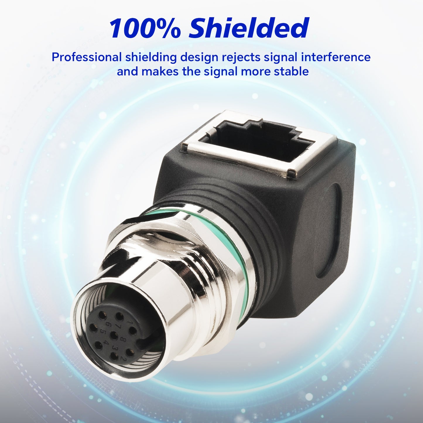 RJ45 to M12 A Coded 8 Pin Adapter Cat5, M12 Female to RJ45 Female Connector A-Code IP68 Shielded Industrial Ethernet Adapter for Basler Cognex Industrial Camera Sensor