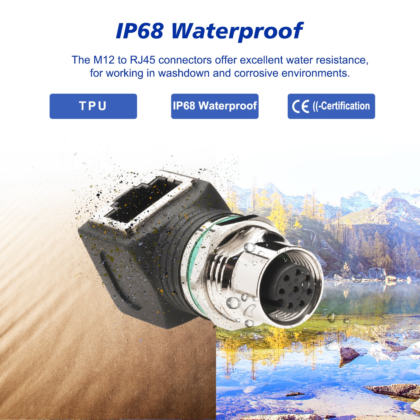 RJ45 to M12 A Coded 8 Pin Adapter Cat5, M12 Female to RJ45 Female Connector A-Code IP68 Shielded Industrial Ethernet Adapter for Basler Cognex Industrial Camera Sensor