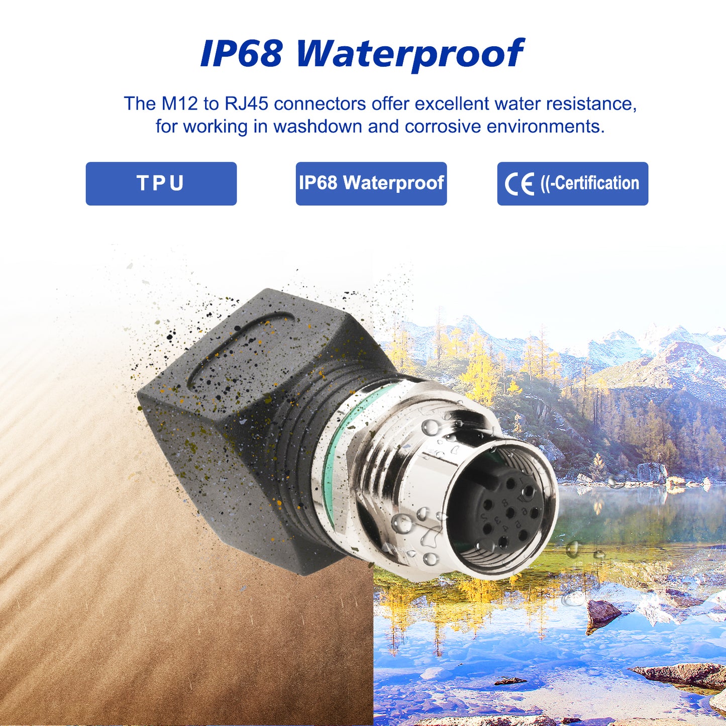 Lonlonty RJ45 to M12 A Coded 8 Pin Adapter Cat5, M12 Female to RJ45 Female Connector A-Code IP68 Shielded Industrial Ethernet Adapter for Basler Cognex Industrial Camera Sensor