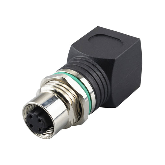 M12 to RJ45 4-Pin Female Adapter, IP68 Waterproof, Shielded, 100% Connectivity