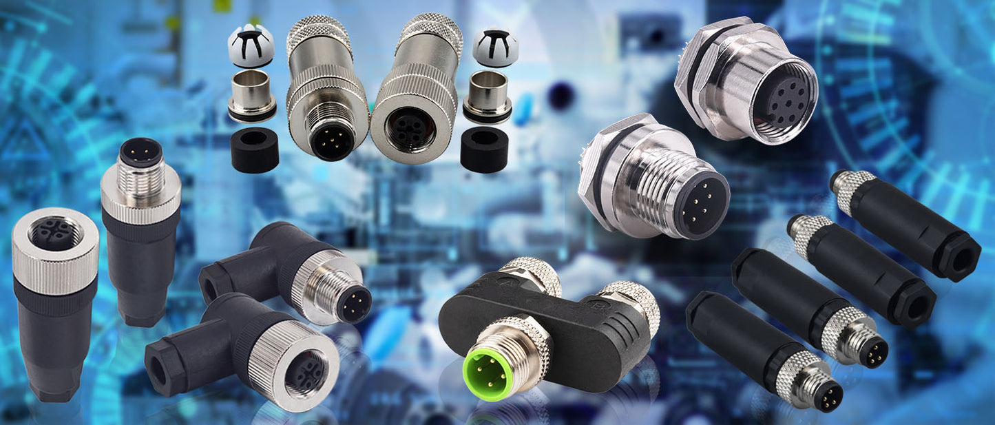 M12  Connector  4/5/8/12 Pin Male+Female 12 Sets Each