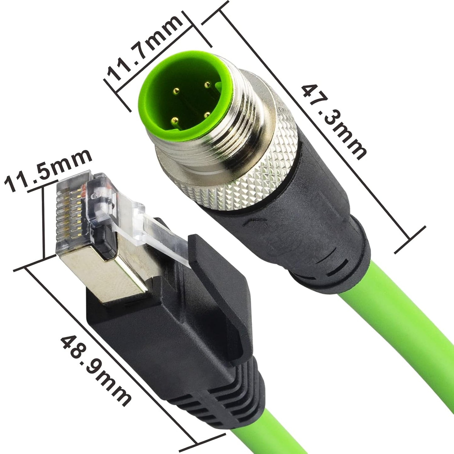 M12 to RJ45 Industrial Ethernet Cable,Automation Systems Interconnect M12 4 Pin D Code Male to RJ45 Male Shielded Cable Assembly, Cat5e SFTP 24 AWG 3M/10Ft