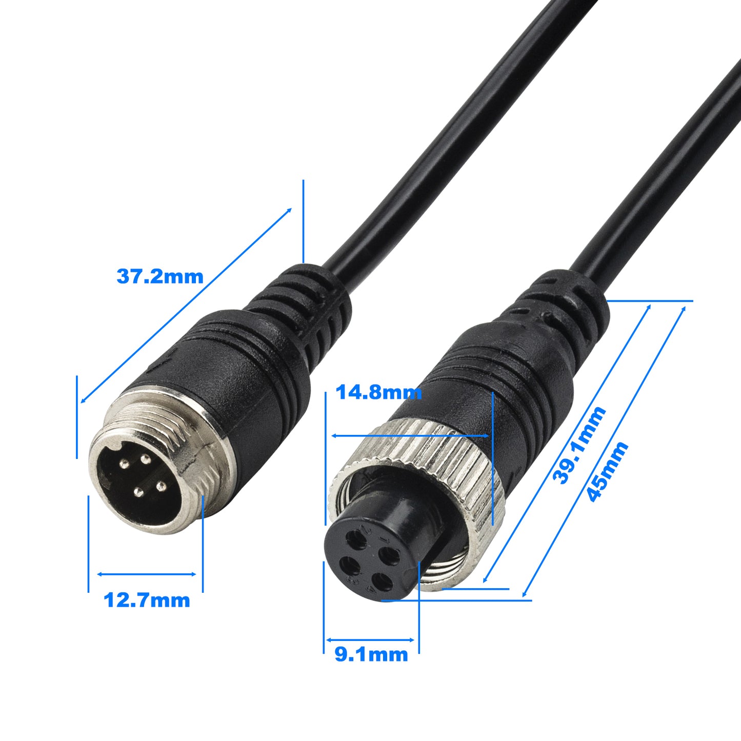 Car Video 4-Pin Aviation Extension Cable for CCTV Rearview Camera Truck Trailer Camper Bus Vehicle Backup Monitor System-65.6Ft/20M