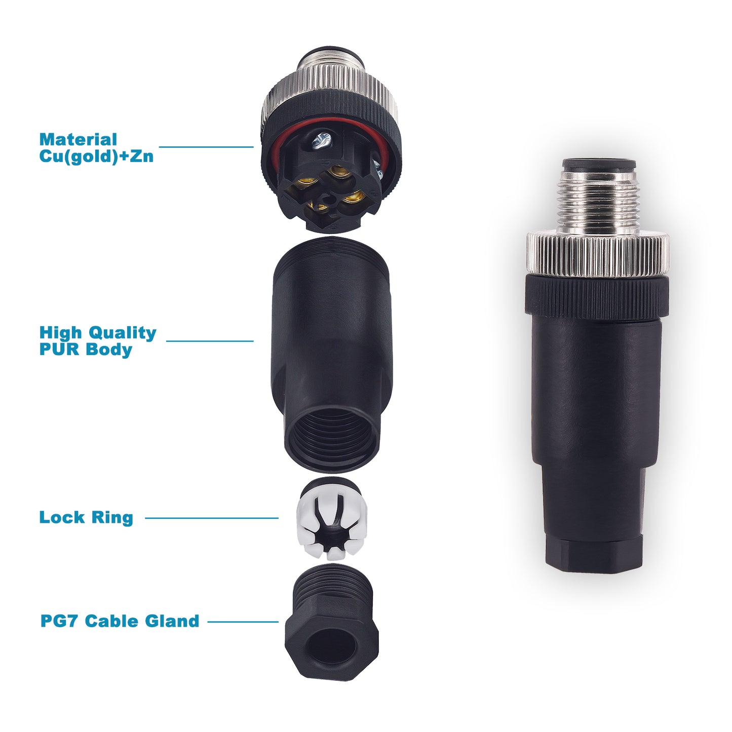 M12 4 Pin Male & Female Socket Panel Aviation Wire Connector,12mm Industrial Circular Connector,Outdoor Waterproof IP67