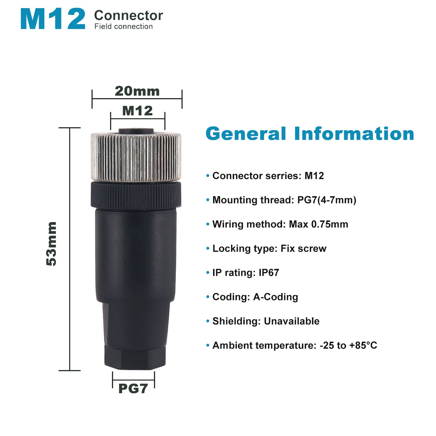 M12 4 Pin Male & Female Socket Panel Aviation Wire Connector,12mm Industrial Circular Connector,Outdoor Waterproof IP67