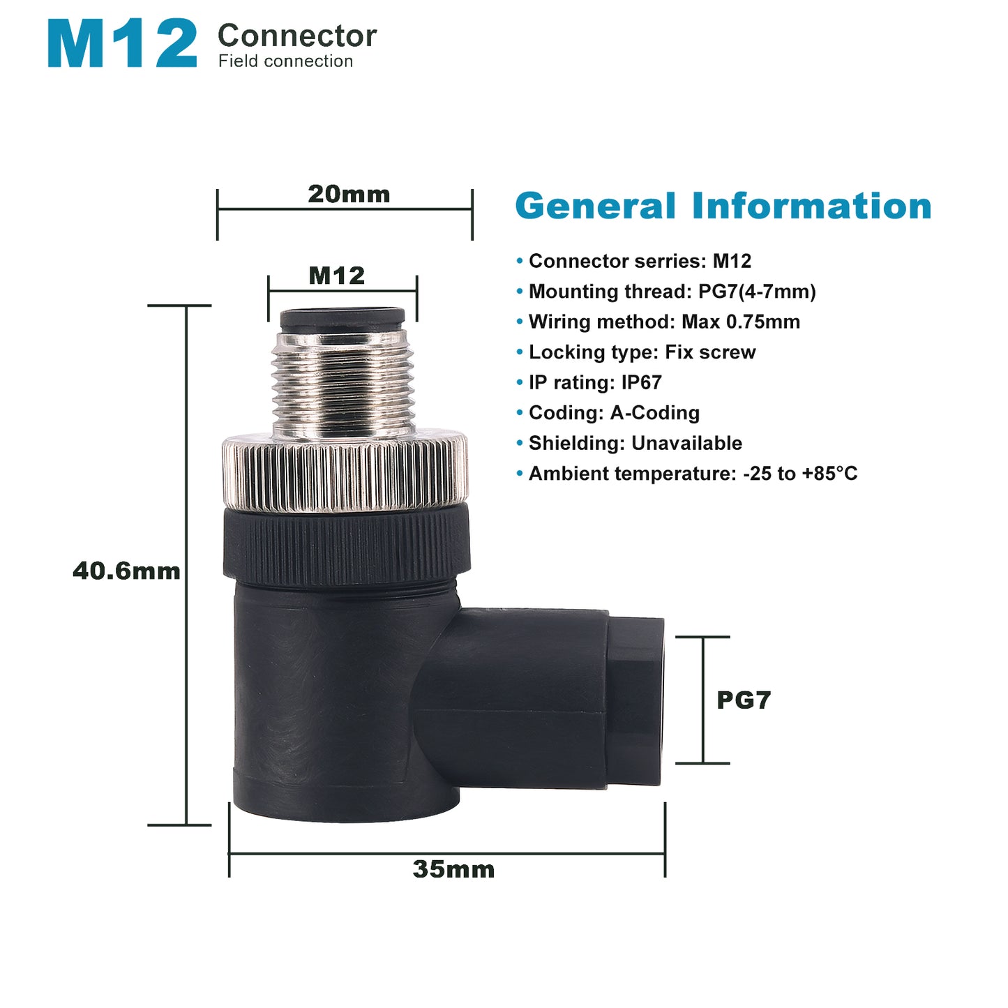 M12 4-Pin Female Circular Aviation Connector Plug 12mm Waterproof Circular Aviation Connector Right Angle Plug Adapter 4 Pack