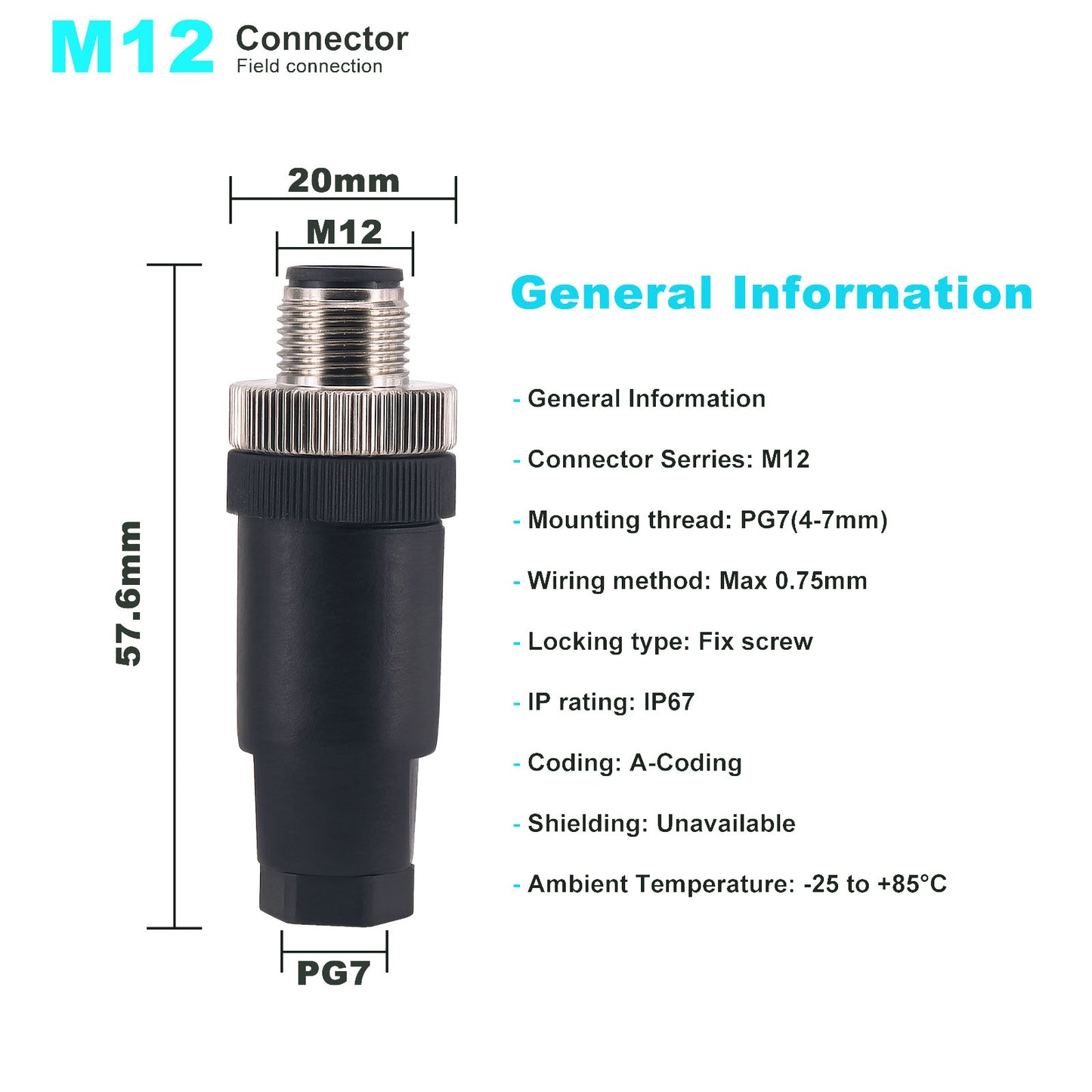 M12 4 Pin Male & Female Socket Panel Aviation Wire Connector,12mm Industrial Circular Connector,Outdoor Waterproof IP67