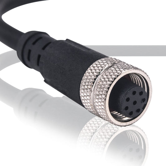 M12 Connector Aviation Sensor Cable - Female 8 Pin Straight 6.5Ft/2M Aviation Socket Waterproof Electrical Cable for Industrial Automation Control,Fieldbus module,Device network