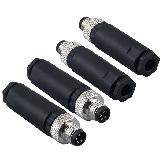 Industrial Sensor Connector Plug,Lonlonty Field Assembly M8 Connector 3-Pin A Coding UTP IP67 Waterproof Aviation Connector Adapter-Male,3 Pin,4Pack