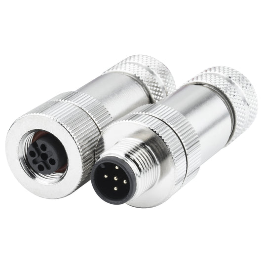 M12 5 Pin Male & Female Circular Aviation Connector 12mm Waterproof IP67 Circular Aviation Connector Plug Adapter A Code with Shield