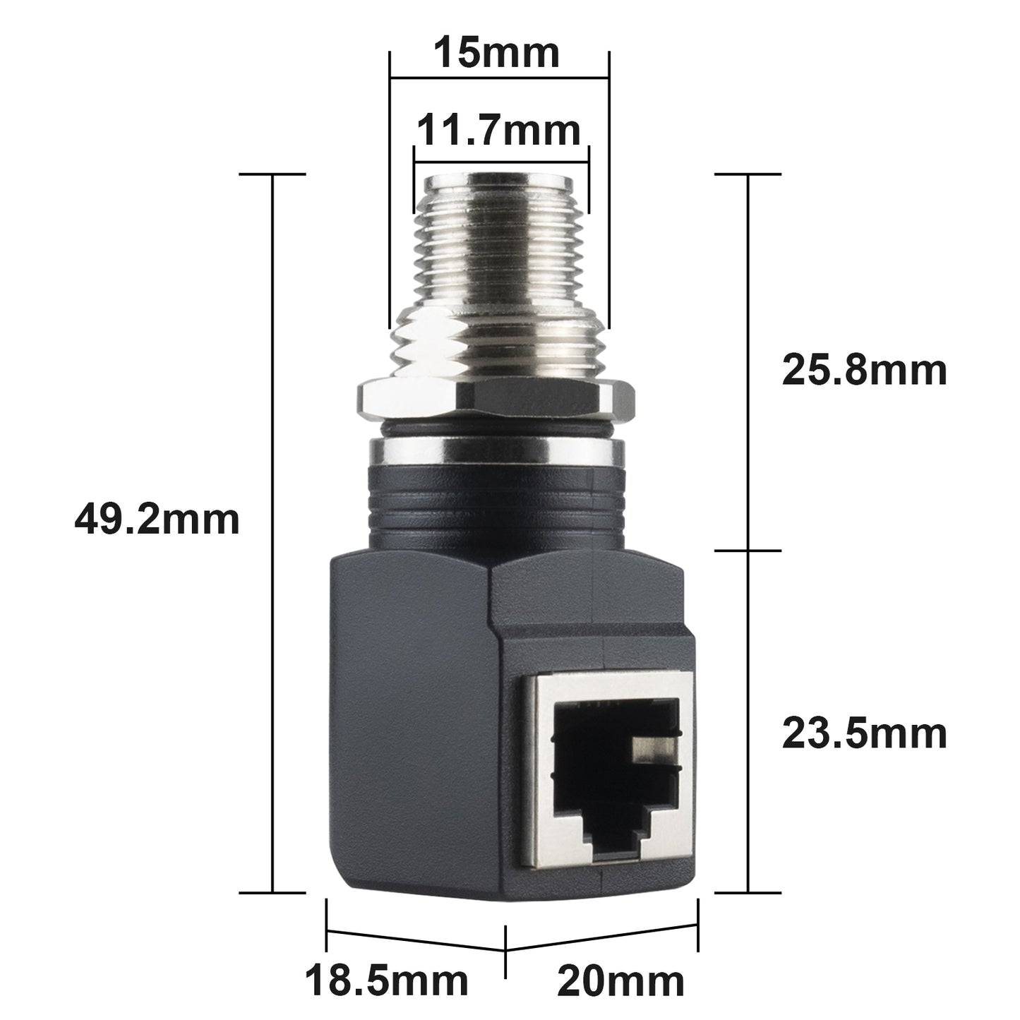 M12 X-Coded 8 Pin to RJ45 Adapter Cat6 Industrial Ethernet Shielded Connector IP68 Waterproof for Cognex and Automation Application