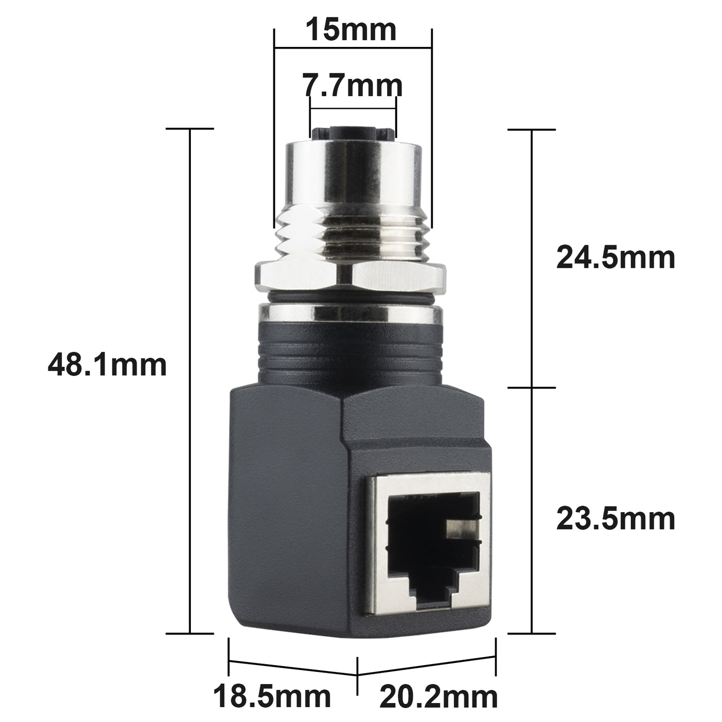 RJ45 to M12 X Coded 8 Pin Adapter Cat6/Cat5,Lonlonty M12 Female to RJ45 Female Connector X-Code IP68 Shielded Industrial Ethernet Adapter for Basler Cognex Industrial Camera Sensor