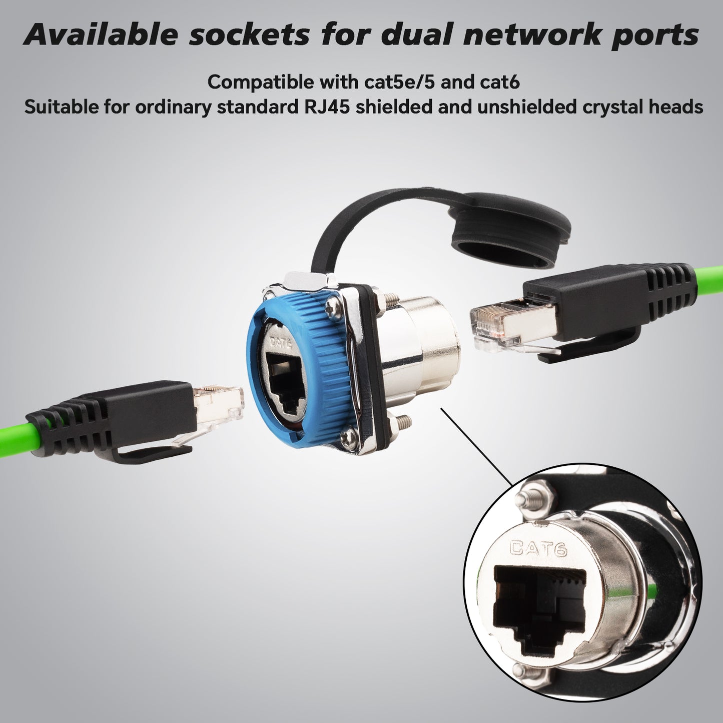 RJ45 Panel Mount Coupler Waterproof CAT6,Lonlonty M20 RJ45 Shielded Industrial Panel Mount Ethernet Coupler A Code,CAT6/CAT5E/CAT5 Female to Female LAN Network Bulkhead Pass Through Socket