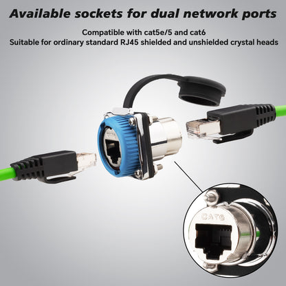 RJ45 Panel Mount Coupler Waterproof CAT6,Lonlonty M20 RJ45 Shielded Industrial Panel Mount Ethernet Coupler A Code,CAT6/CAT5E/CAT5 Female to Female LAN Network Bulkhead Pass Through Socket