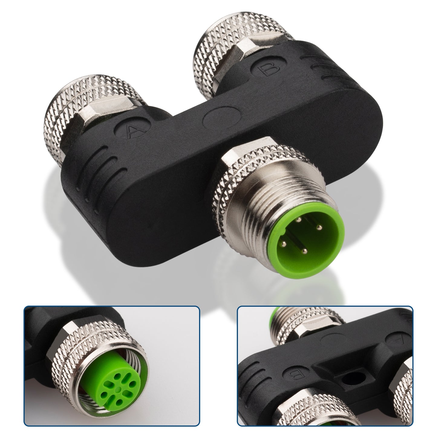 M12 Y Connector 4 Pin Male to Female A Code Unshiled Adapter Waterproof Female to Male 4 Pin M12 Waterproof Connector