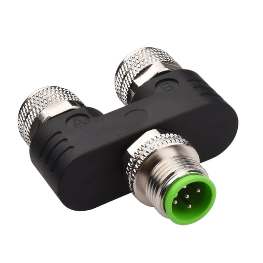 M12 5 Pin Aviation Wire Connector Male to Female Y Connector,Lonlonty 12mm Industrial Circular Connector, Outdoor Waterproof IP67