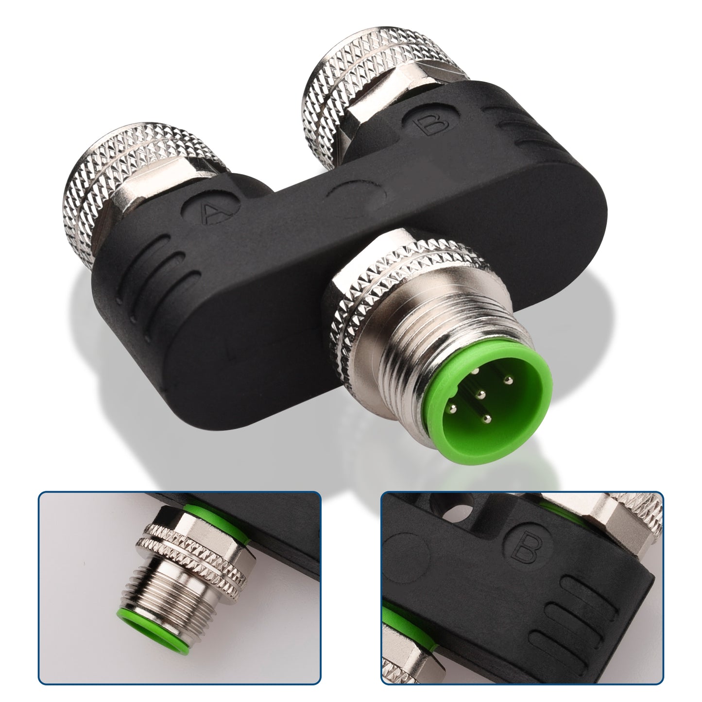 M12 5 Pin Aviation Wire Connector Male to Female Y Connector,Lonlonty 12mm Industrial Circular Connector, Outdoor Waterproof IP67