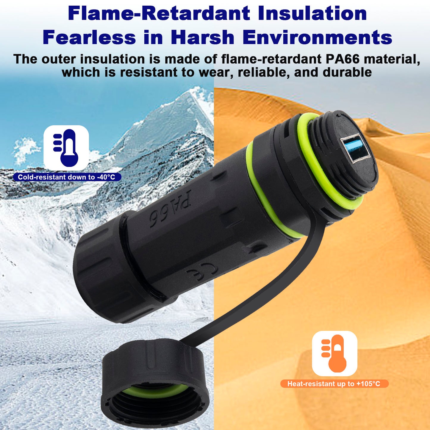 Waterproof Panel USB Connector, M20 IP68 USB 3.0 Panel Mount Connector, Female to Female, with Shield Extension Adapter, 2 PCS Pack
