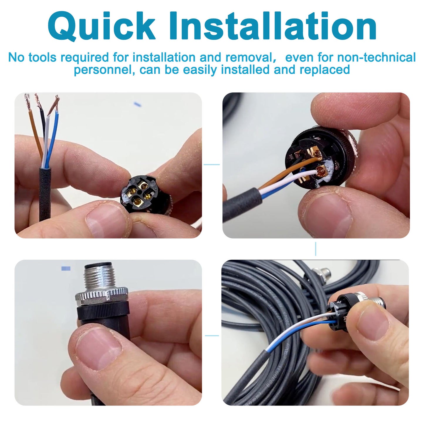 M12 4 Pin Male & Female Socket Panel Aviation Wire Connector,12mm Industrial Circular Connector,Outdoor Waterproof IP67
